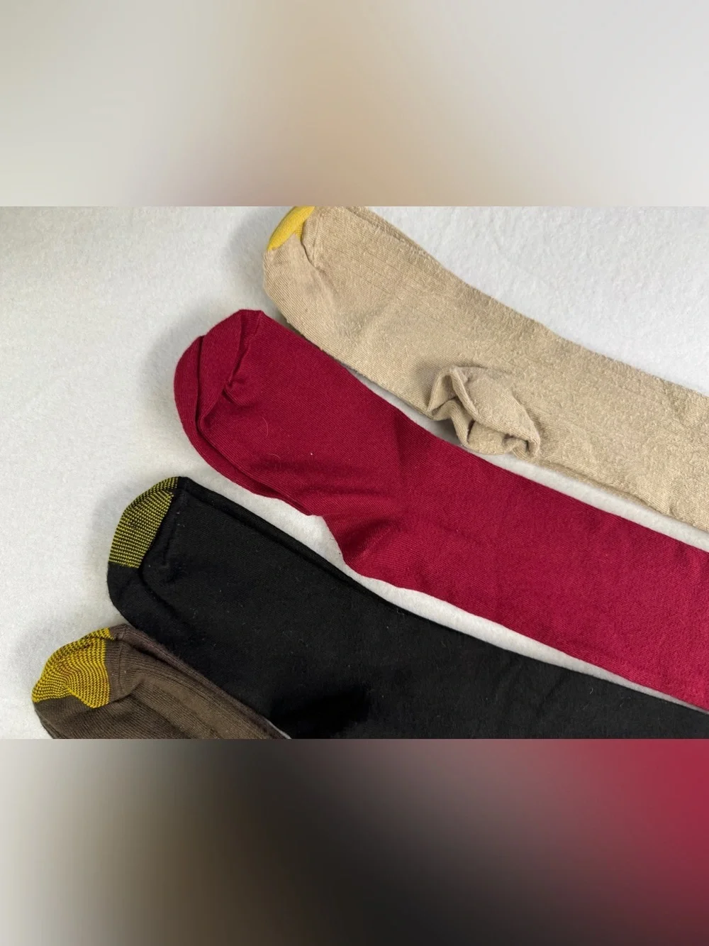 Assorted Ribbed and Solid Knee-High Socks - Red, Black, Brown, Tan 5 pairs